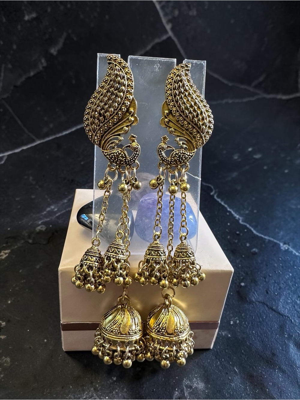 Indian Peacock Jhumka Statement Earrings • Wedding & Festive Glam • NWOT